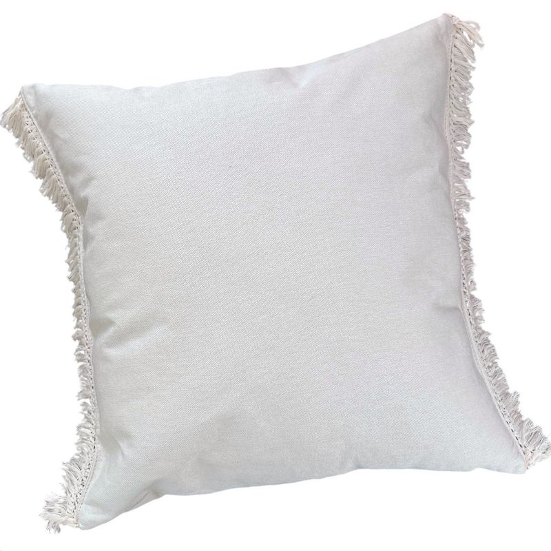 MANDIRHOME - Funda de Cojín Natural Lino Crudo Macramé Lateral 45x45cms