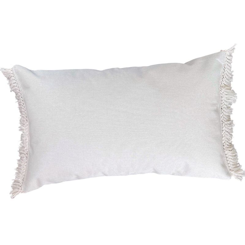 MANDIRHOME - Funda de Cojín Natural Lino Crudo Macramé Lateral 50x30cms