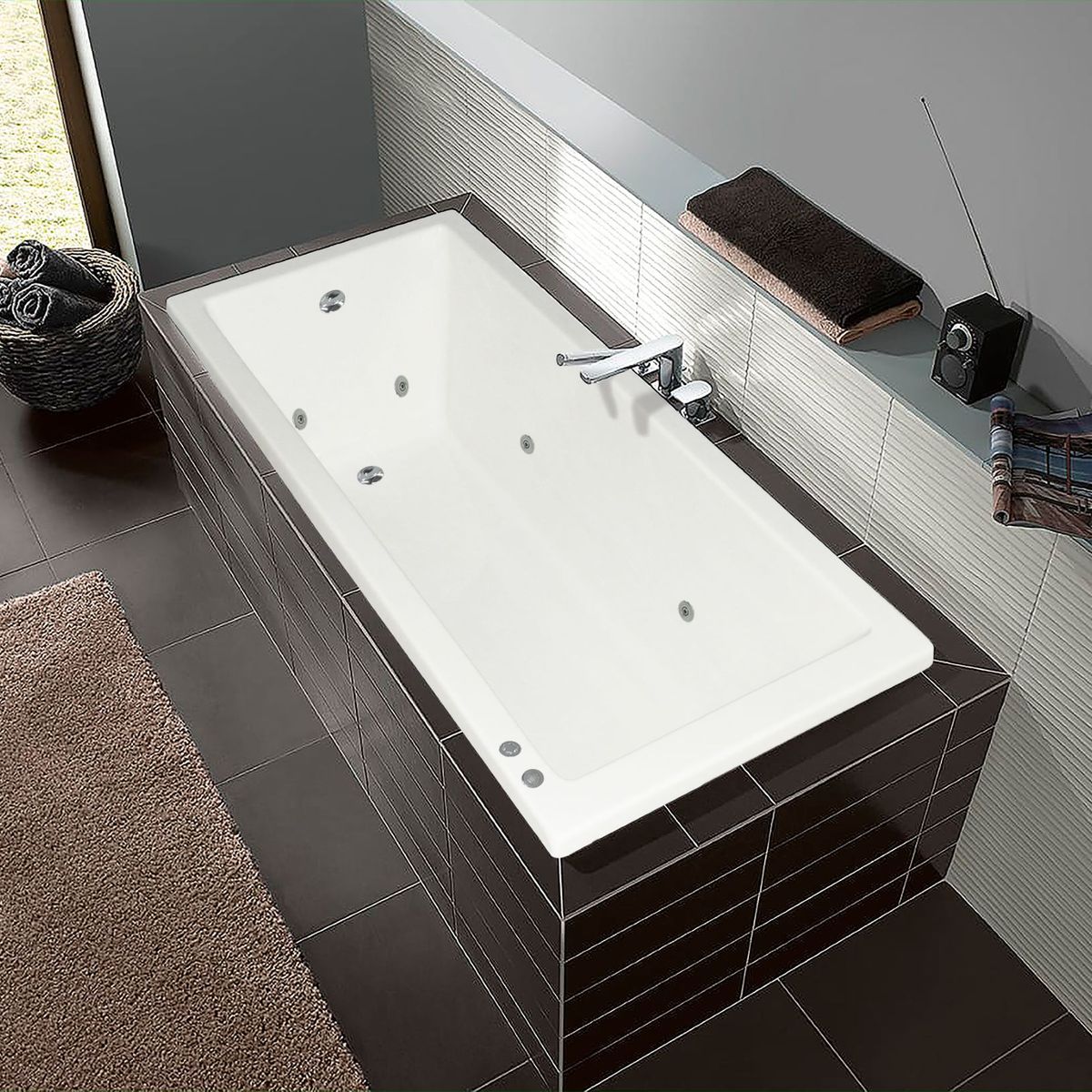 BUCK Y BUCK - Tina de Hidromasaje (170x80x45cm) 8 Inyectores, Motor Derecha