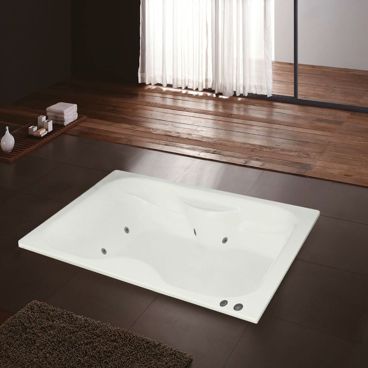 BUCK Y BUCK - Tina de Hidromasaje (195x155x50cm) 8 Inyectores, Motor Derecha