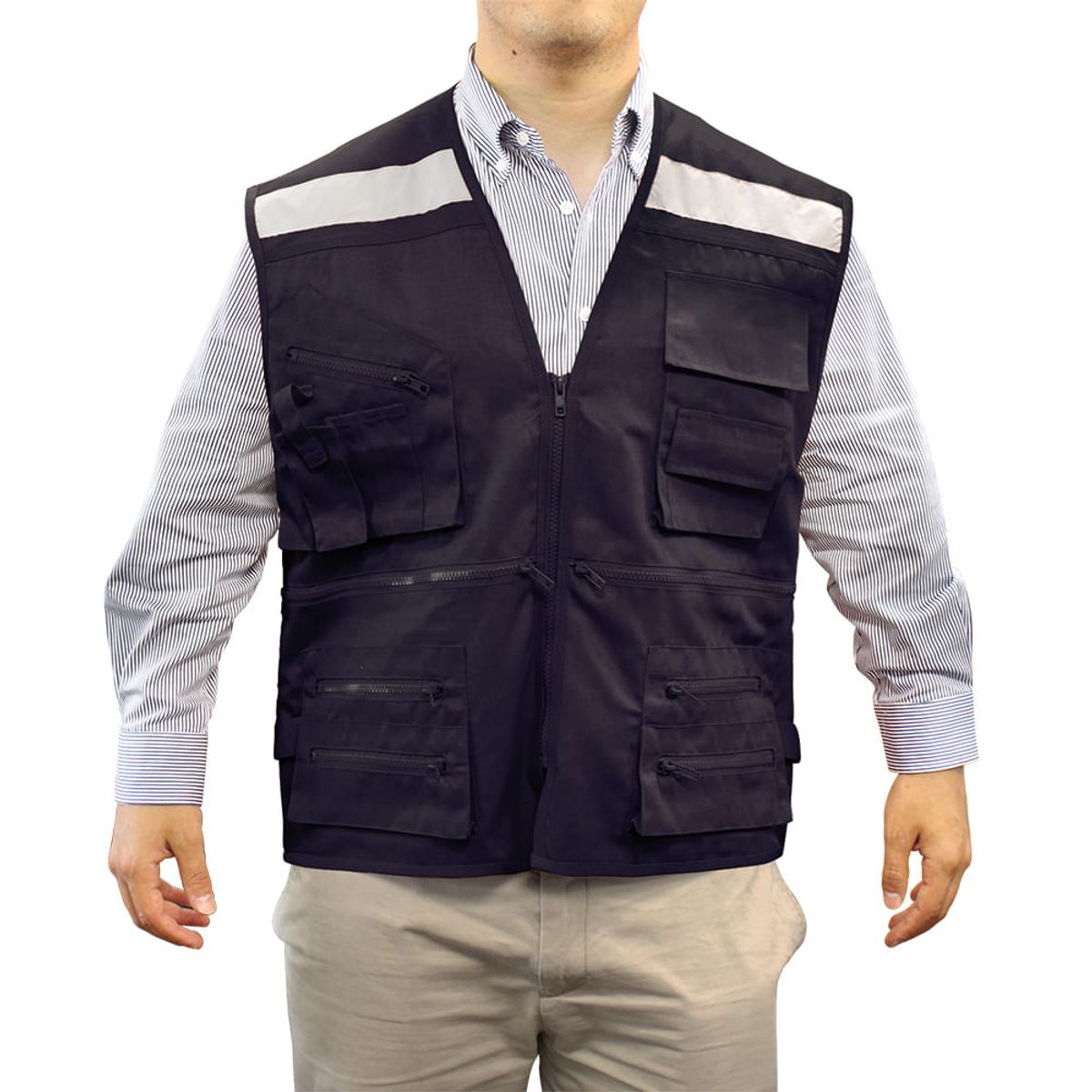 ALASKA - Chaleco Geólogo Poplin con Cinta Azul