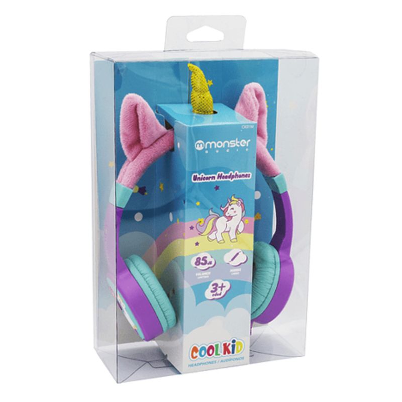 MONSTER AUDIO - Audifonos Over Ear para Niños Monster Audio CoolKid Unicorn Purpura