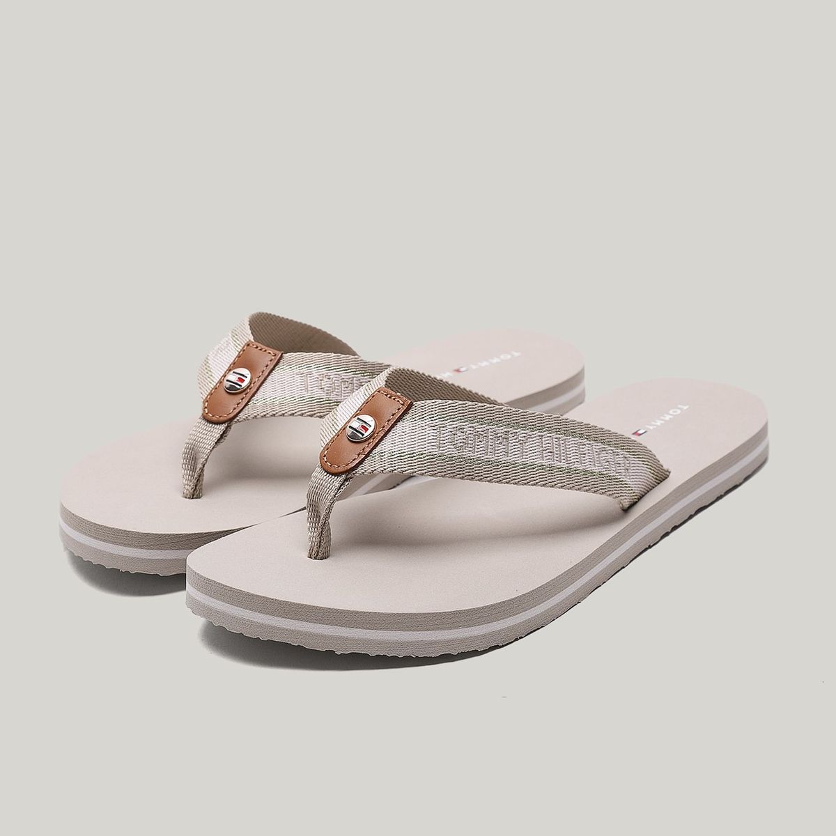 TOMMY HILFIGER - Sandalias Planas Con Logo Verde Tommy Hilfiger