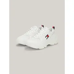 TOMMY HILFIGER - Zapatillas De Cuero De Estilo Running Blanco