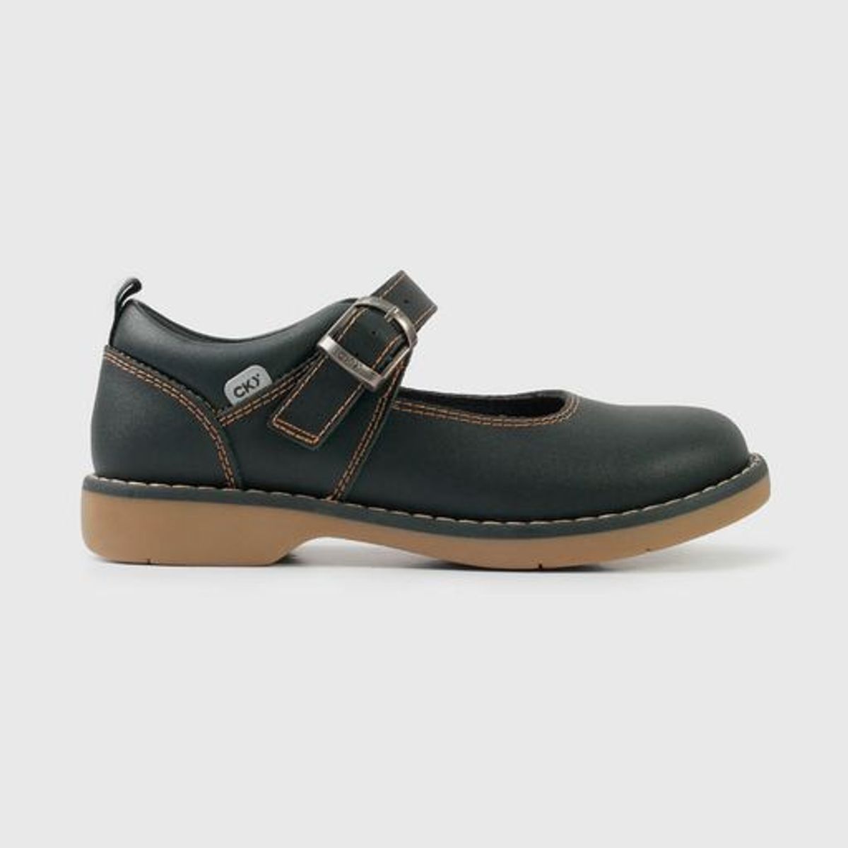 COLLOKY - Zapatos Escolares Reina Negros Cuero Hebilla Caminante