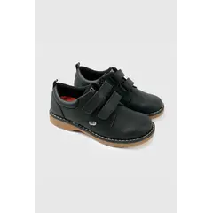 COLLOKY - Zapato Escolar Negro de Cuero Doble Velcro