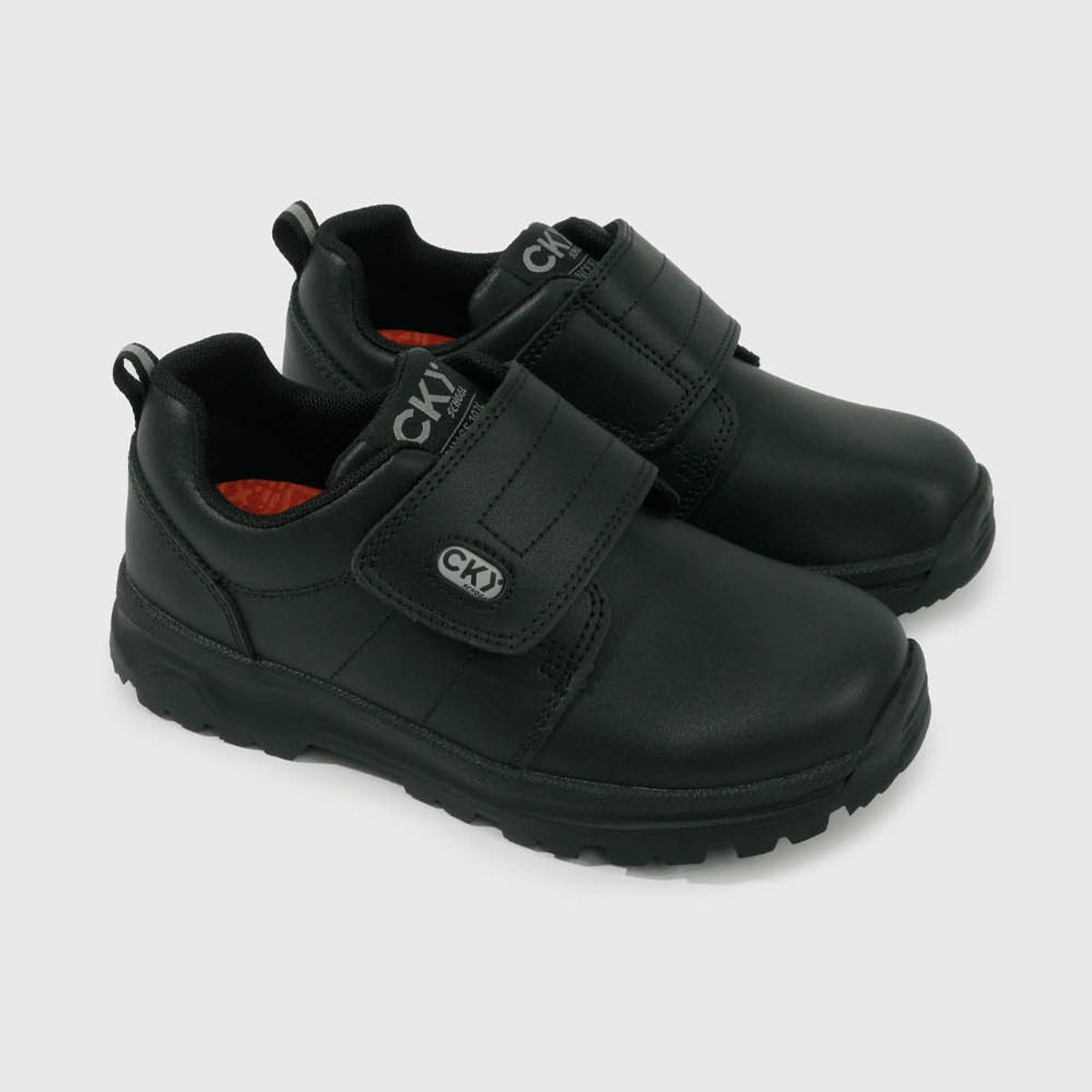 COLLOKY - Zapato Escolar Negro de Cuero con Velcro