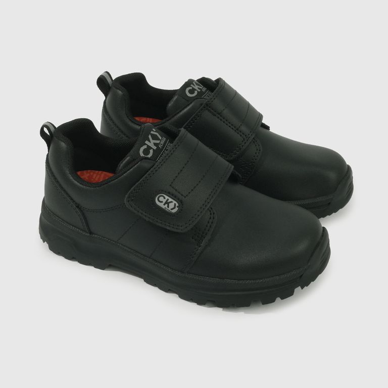 Zapato Escolar Negro de Cuero con Velcro