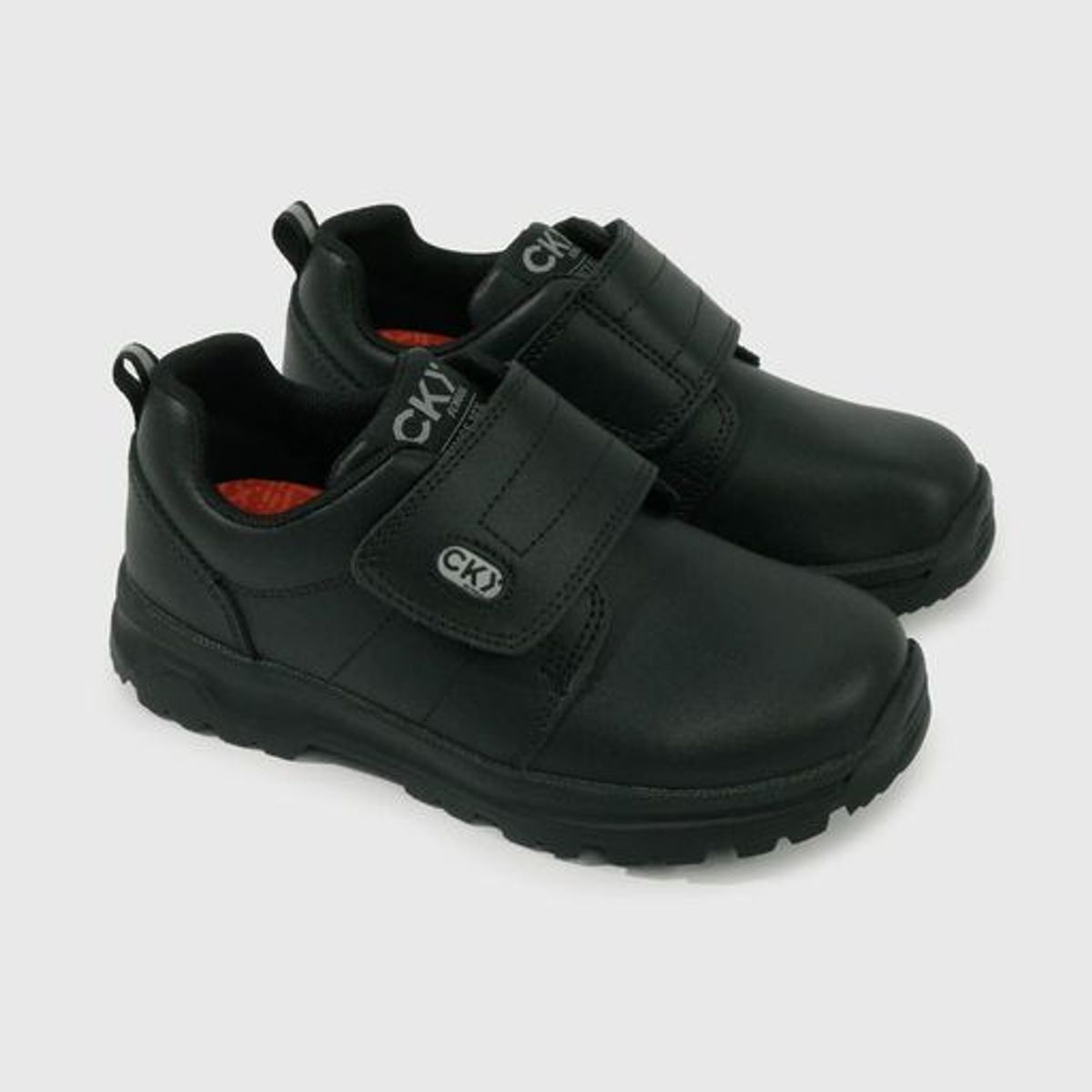 COLLOKY - Zapato Escolar Negro de Cuero con Velcro