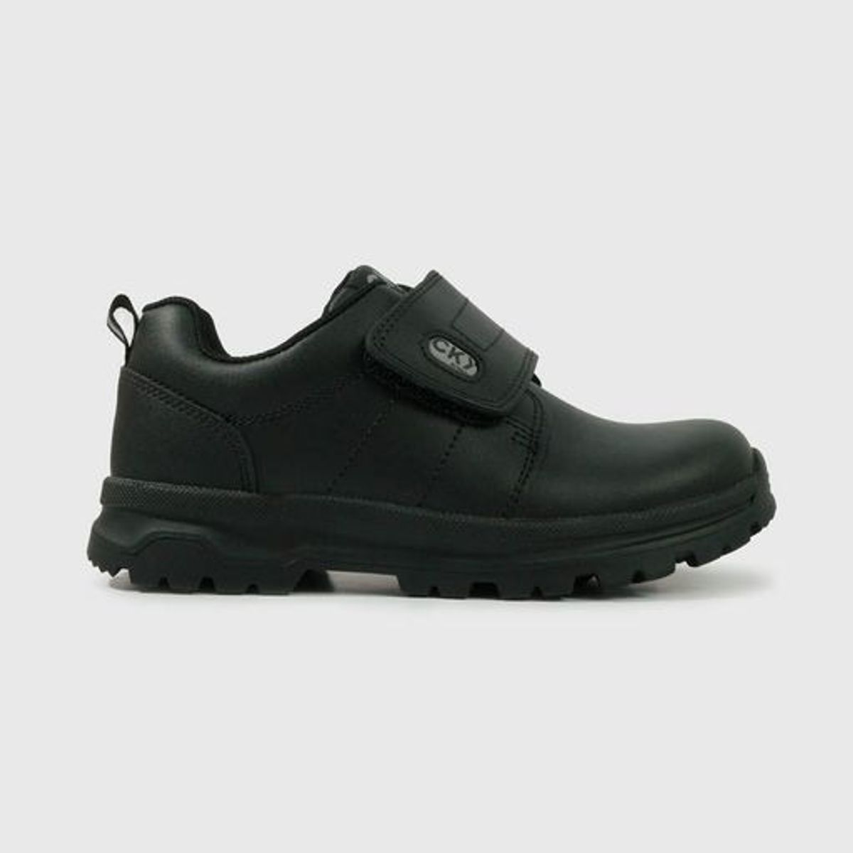 COLLOKY - Zapato Escolar Negro de Cuero con Velcro