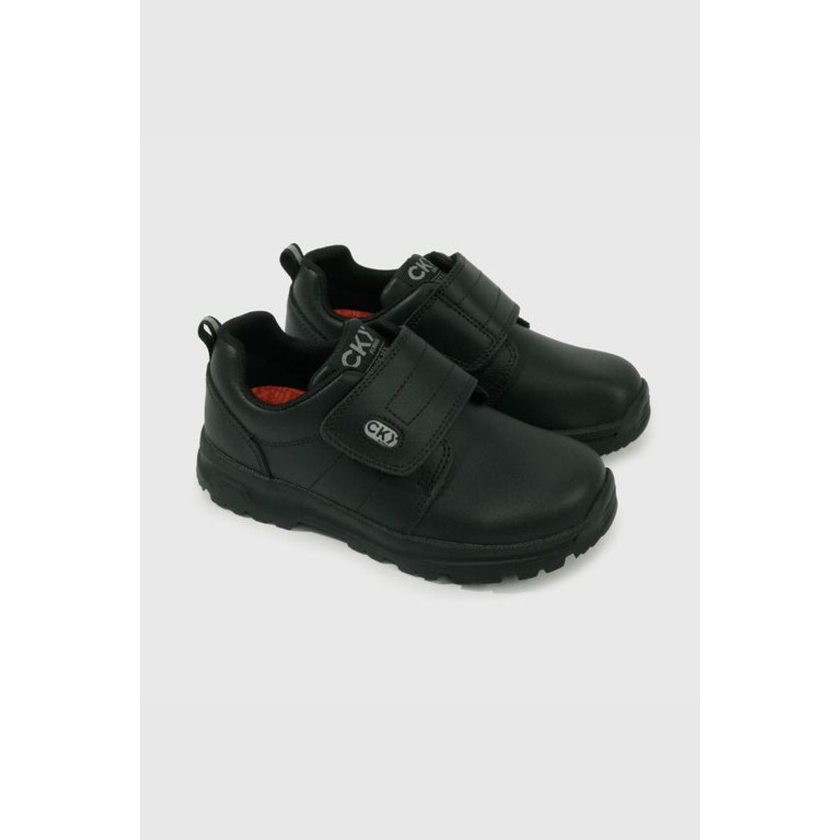 COLLOKY - Zapato Escolar Negro de Cuero con Velcro