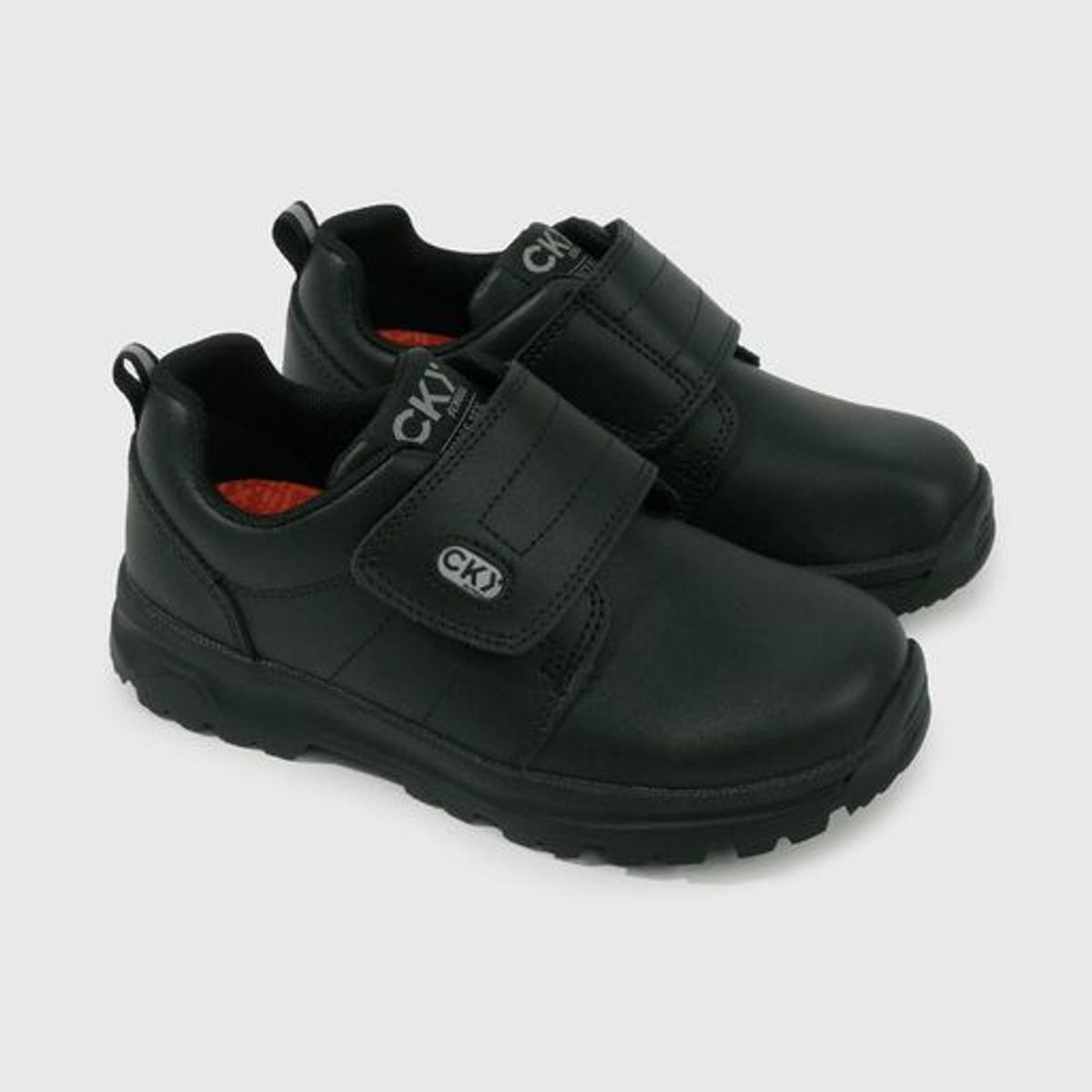 COLLOKY - Zapato Escolar Negro de Cuero con Velcro