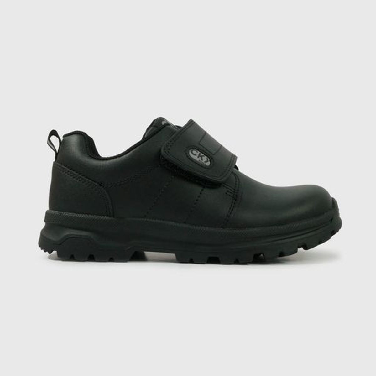 COLLOKY - Zapato Escolar Negro de Cuero con Velcro