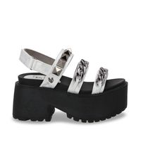 Sandalia Mujer Plateada Plataforma 15675