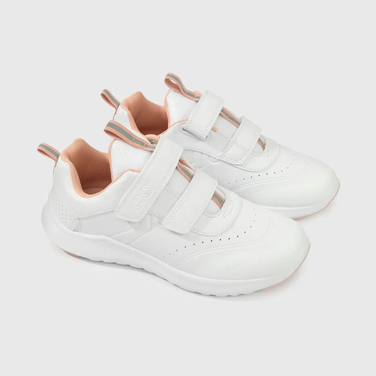 COLLOKY - Zapatillas Colloky Escolar Blanca doble Velcro y Detalles Rosados Niña