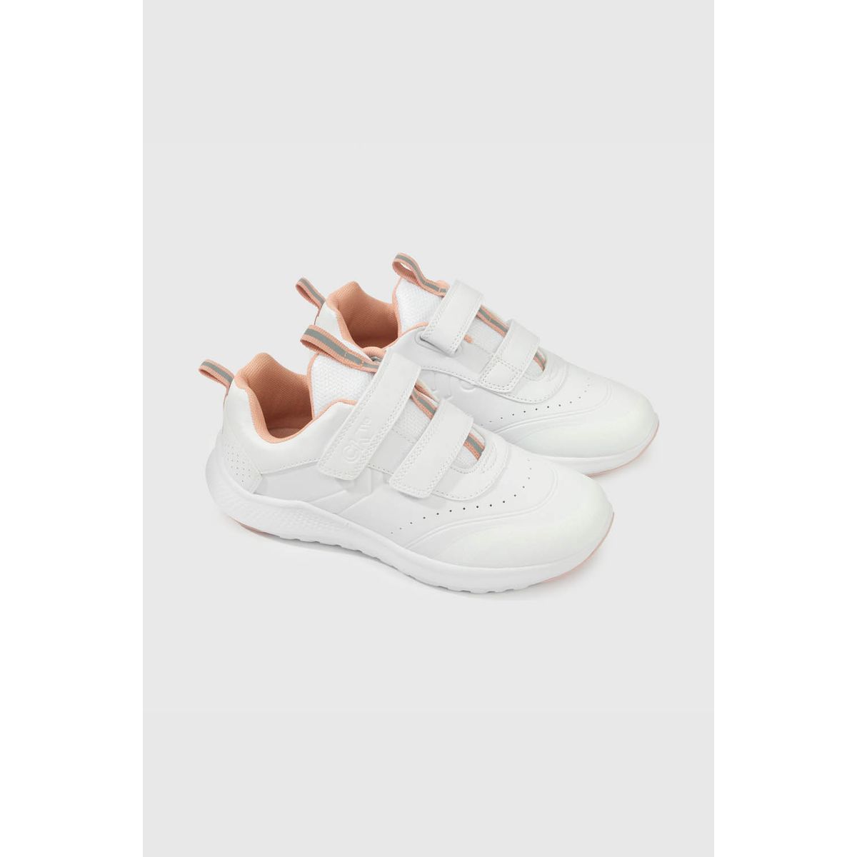 COLLOKY - Zapatillas Colloky Escolar Blanca doble Velcro y Detalles Rosados Niña