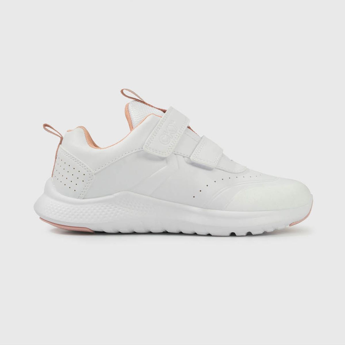 COLLOKY - Zapatillas Colloky Escolar Blanca doble Velcro y Detalles Rosados Niña