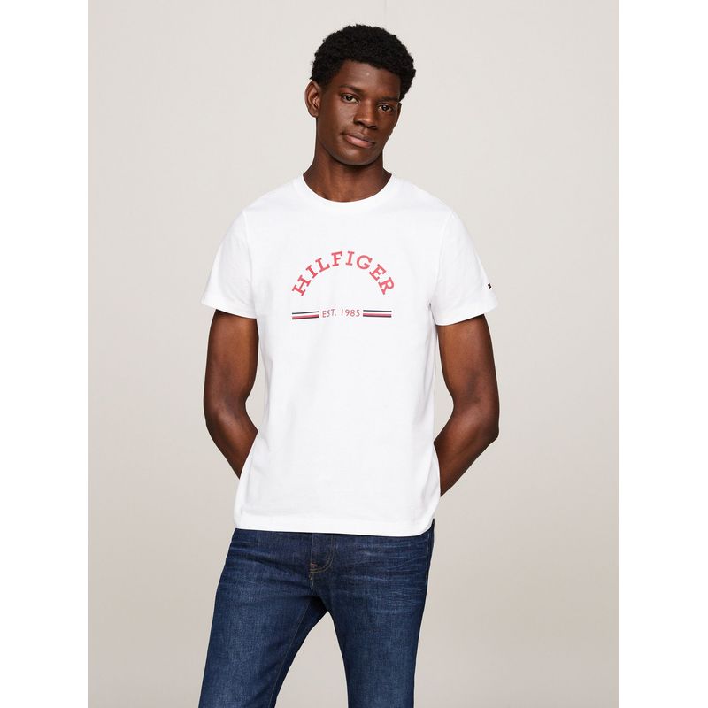TOMMY HILFIGER - Polera de corte slim con logo Blanco Tommy Hilfiger