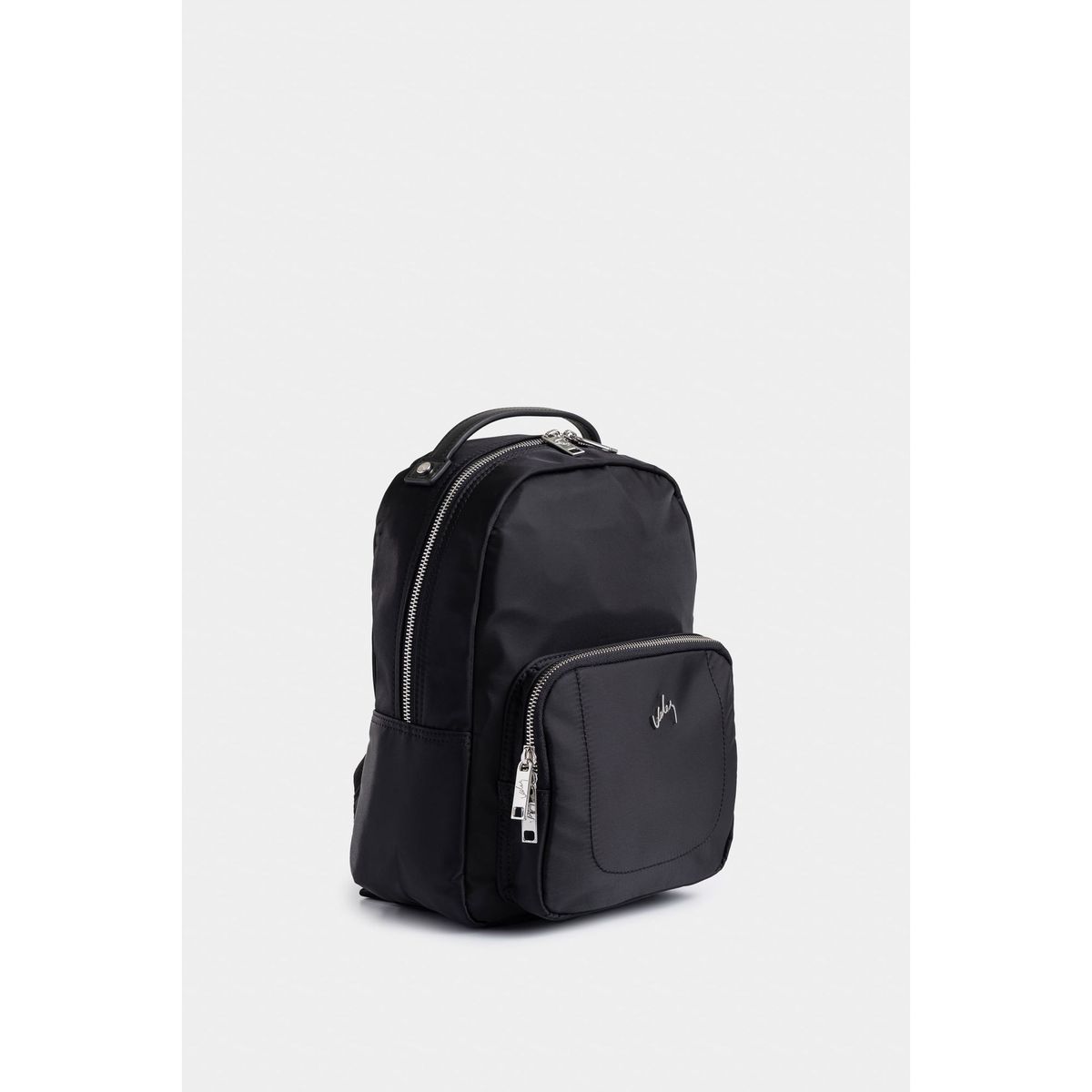 VELEZ - Vélez Mochila Púrpura Pequeño Lona Mujer Manija Cuero Negro