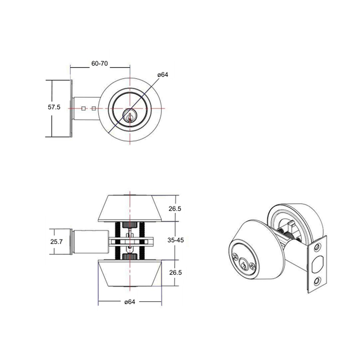 GENERICO - Cerrojo de seguridad cilindro exterior e int Acero inox Stärk Design
