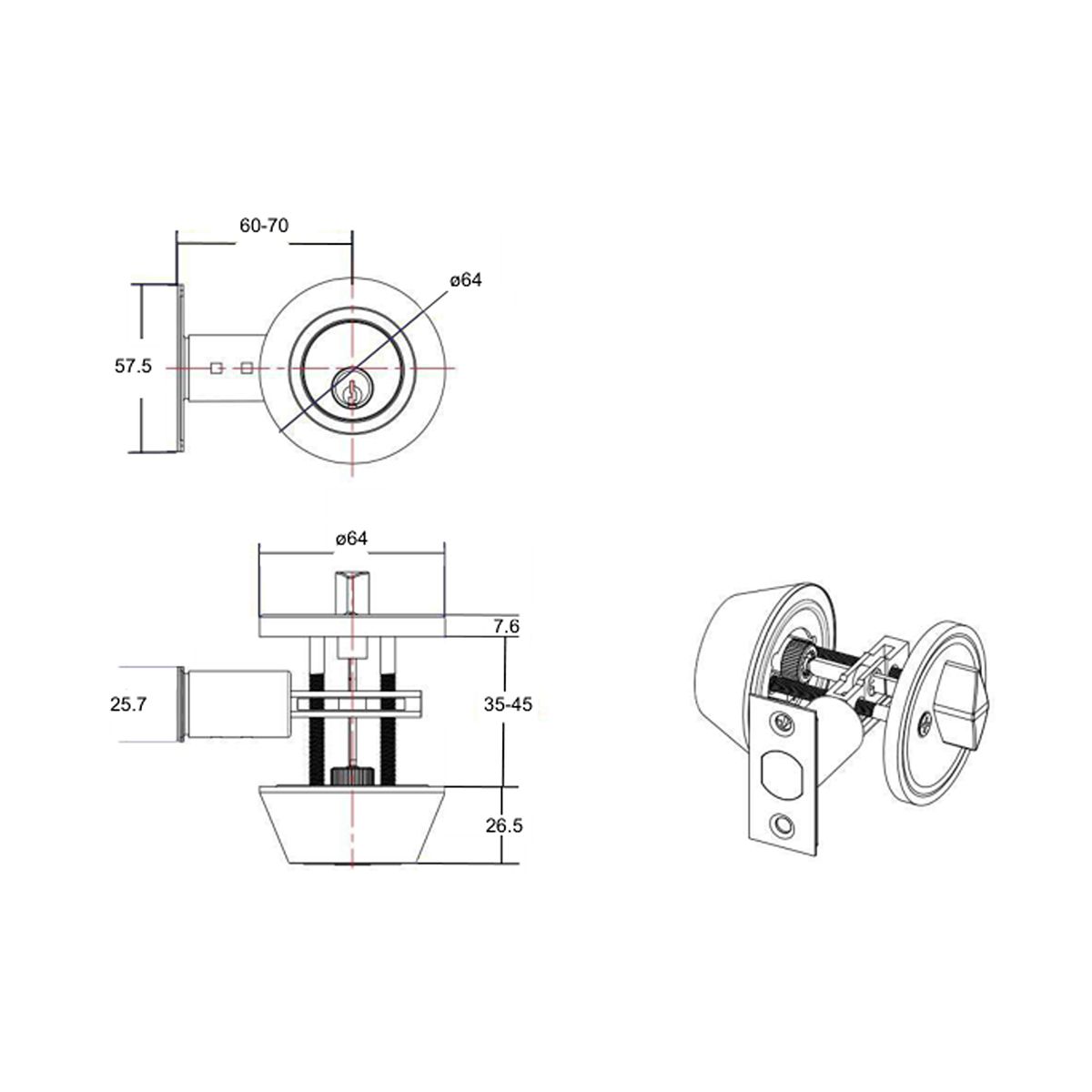 GENERICO - Cerrojo de seguridad cilindro ext y seguro int Acero inox Stärk Design