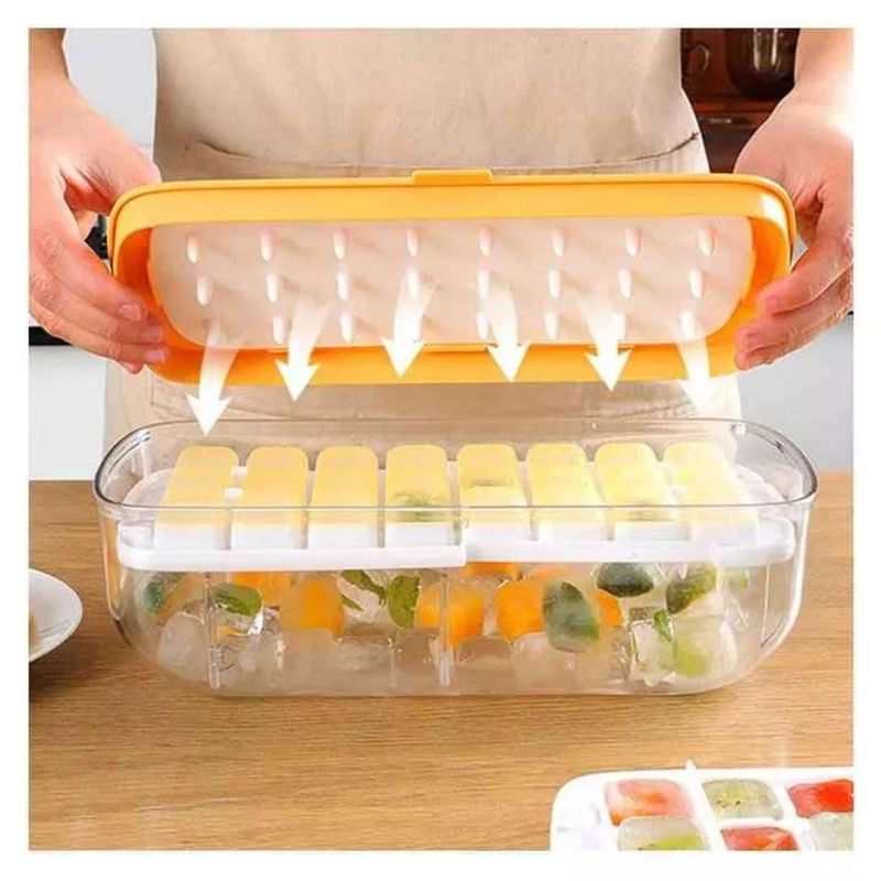 GENERICO - Bandeja Hielo Cubetera Con Almacenamiento 2 Niveles 24 Cubos
