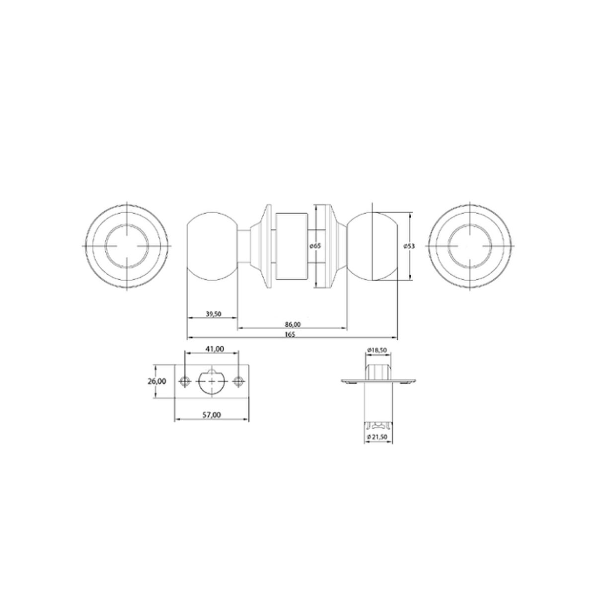 GENERICO - Cerradura de pomo cilíndrica simple paso Acero inox 304 Stärk Design