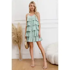 LIKE SHOP - Vestido Mujer Escalonado Corto Casual Eventos Verano Sexy Coqueto 343