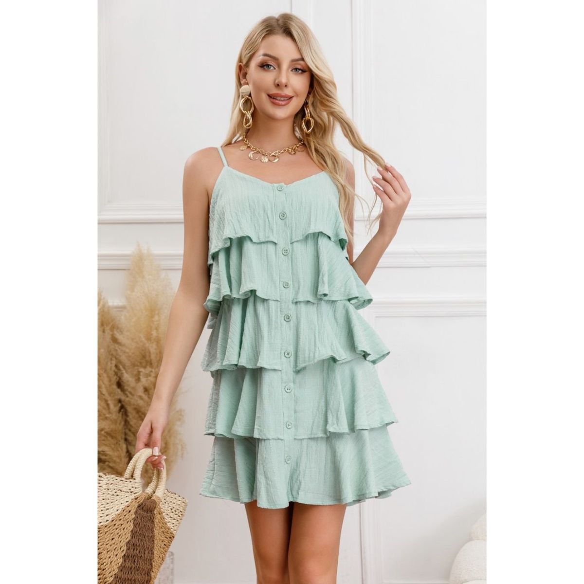 LIKE SHOP - Vestido Mujer Escalonado Corto Casual Eventos Verano Sexy Coqueto 343