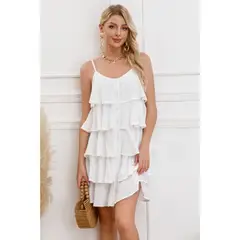 LIKE SHOP - Vestido Mujer Escalonado Corto Casual Eventos Verano Sexy Coqueto 343