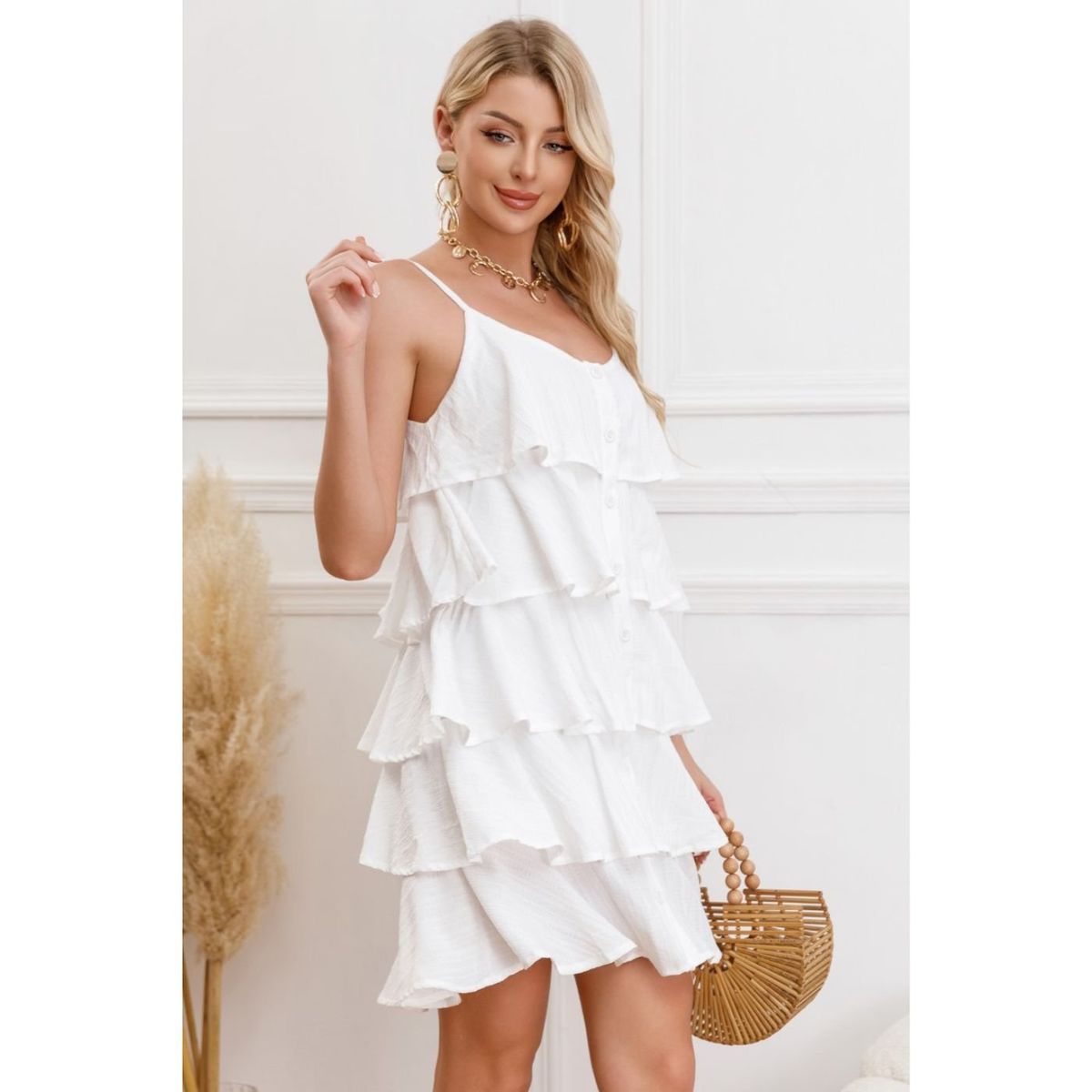 LIKE SHOP - Vestido Mujer Escalonado Corto Casual Eventos Verano Sexy Coqueto 343