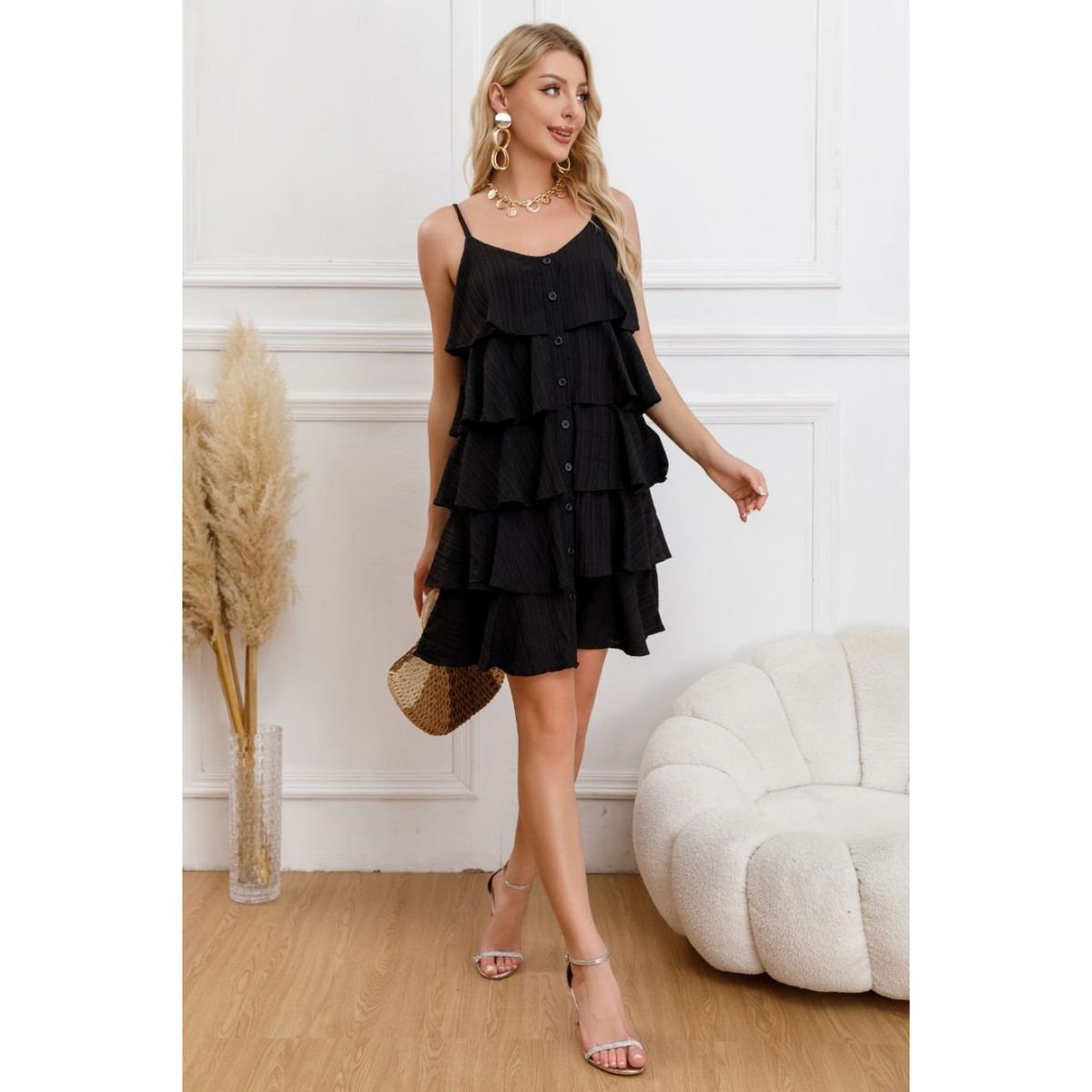 LIKE SHOP - Vestido Mujer Escalonado Corto Casual Eventos Verano Sexy Coqueto 343