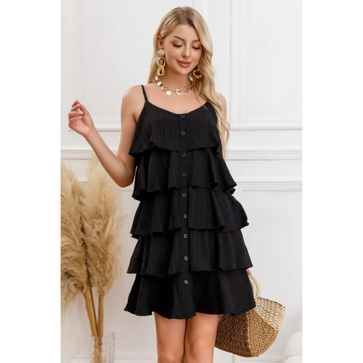 LIKE SHOP - Vestido Mujer Escalonado Corto Casual Eventos Verano Sexy Coqueto 343