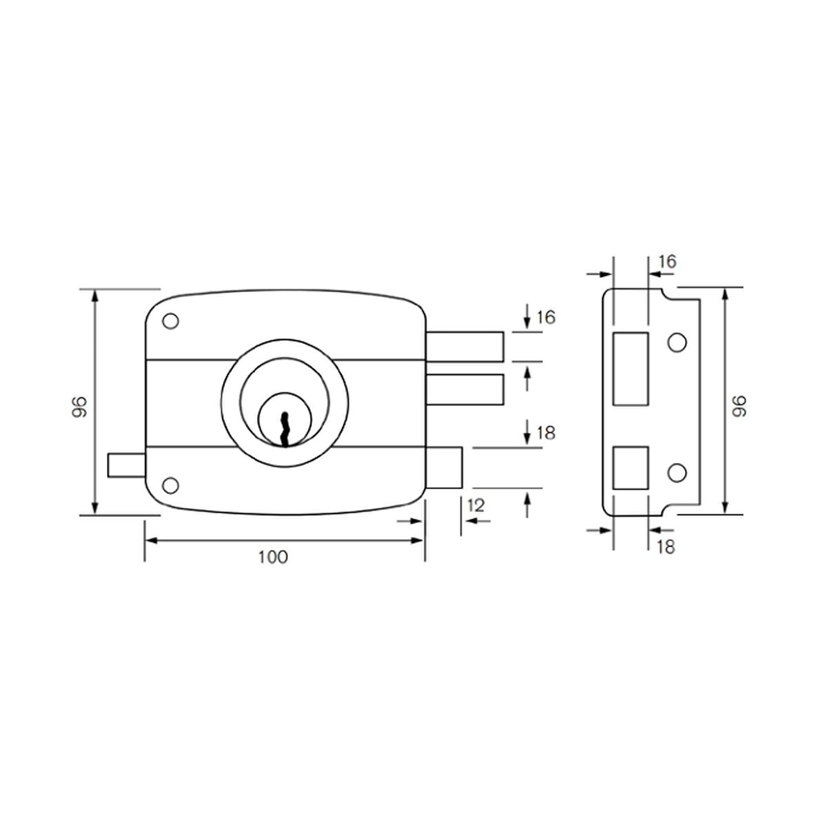 GENERICO - Cerradura de sobreponer mecánica puerta abatir metal madera Stärk De