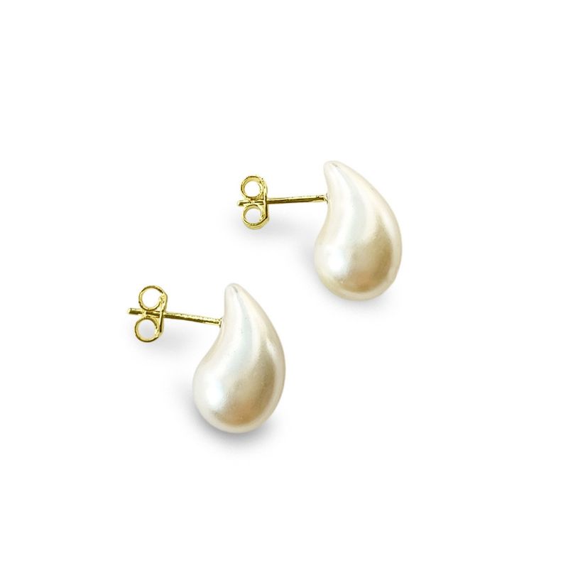ANDREA COGGIOLA JOYAS - Aros Luciana Gota Perla Sintética Enchapado Oro 18K