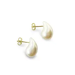 ANDREA COGGIOLA JOYAS - Aros Luciana Gota Perla Sintética Enchapado Oro 18K