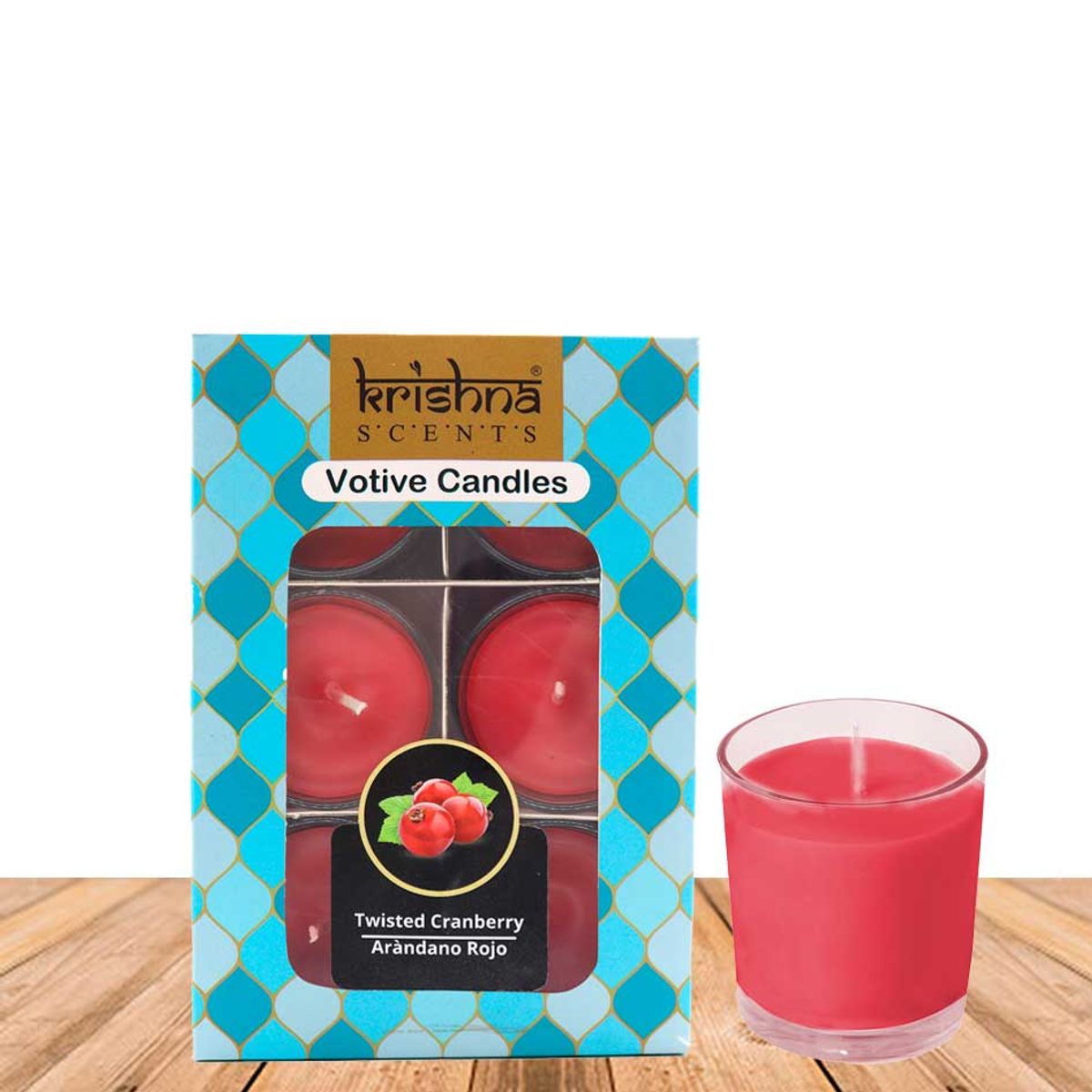 GENERICO - Pack Vela Votive Krishna Arándano Rojo