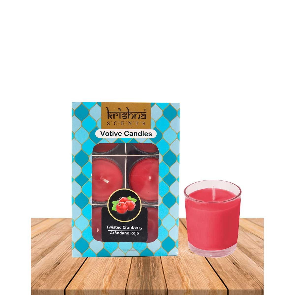 GENERICO - Pack Vela Votive Krishna Arándano Rojo