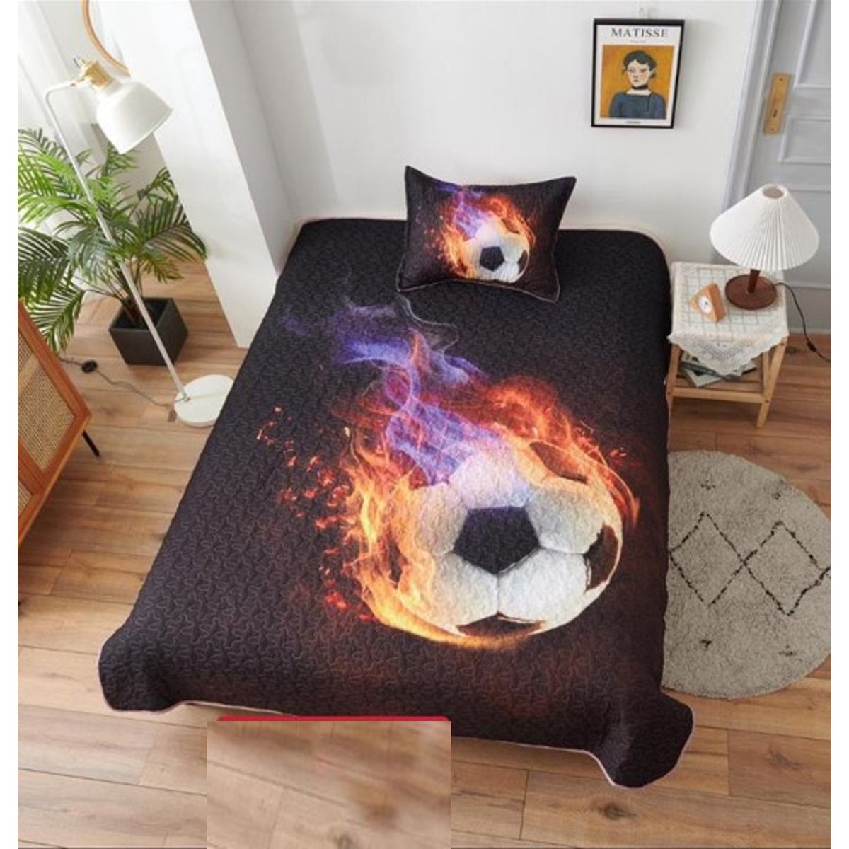 GENERICO - CUBRECAMA QUILT DE VERANO 3D DE 1.5 PLAZA DISEÑO BALON FUTBOL WYM
