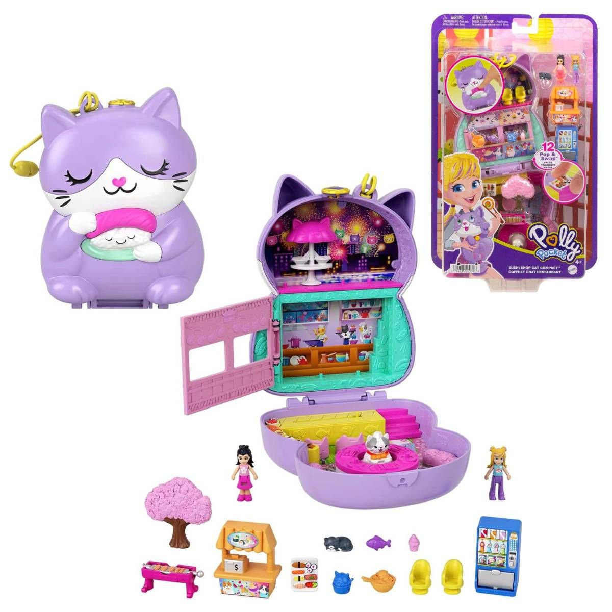POLLY POCKET - POLLY POCKET PACK MEDIANO DE MODA - SALCHICHAGATITO MORADO