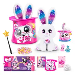 ZURU - PELUCHE CONEJO EN SOMBRERO DE COPA PETS ALIVE - BLANCO