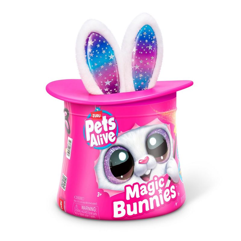 ZURU - PELUCHE CONEJO EN SOMBRERO DE COPA PETS ALIVE ZURU - NEGRO