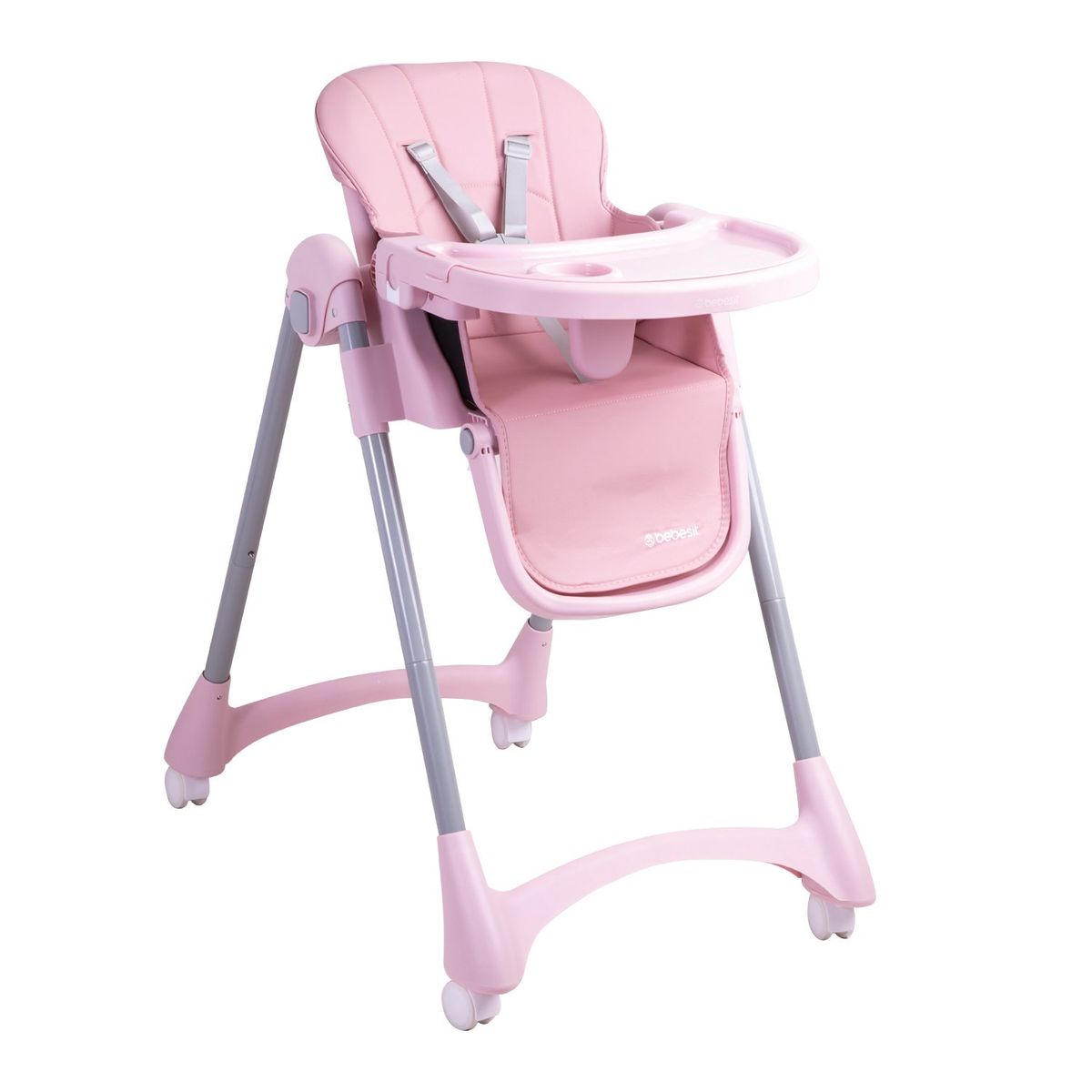 BEBESIT - Silla de Comer Bebe Reclinable Plegable Easy Eat Rosada