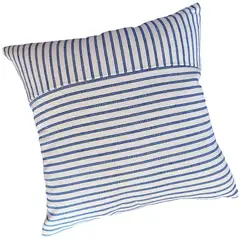 MANDIRHOME - Funda de Cojín Natural Lino Listado Liso Azul 45x45cms