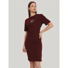 TOMMY HILFIGER - Vestido Logo Nautico Regular Fit Burdeo