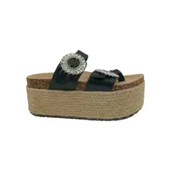 PAND G - Sandalia Negra Plataforma Mujer