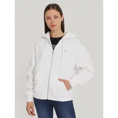 TOMMY HILFIGER - Polerón Hoodie Con Logo Flag Blanco