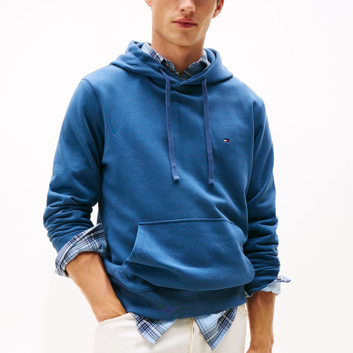 TOMMY HILFIGER - Polerón Hoodie Con Logo Bordado Azul Tommy Hilfiger