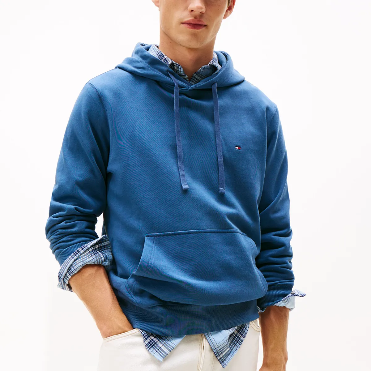 TOMMY HILFIGER - Polerón Hoodie Con Logo Bordado Azul Tommy Hilfiger