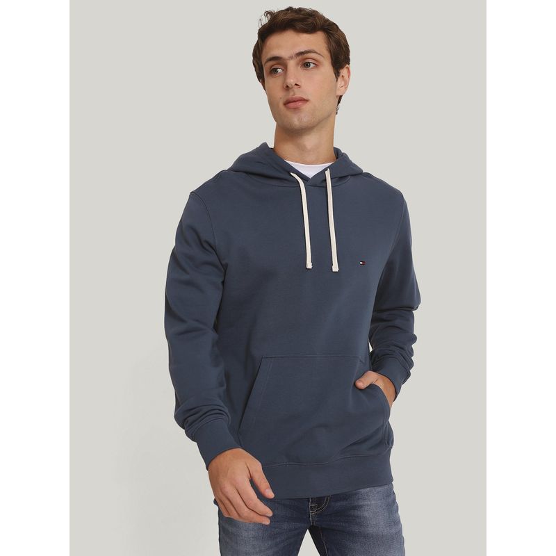 TOMMY HILFIGER - Polerón Hoodie Con Logo Bordado Azul Tommy Hilfiger